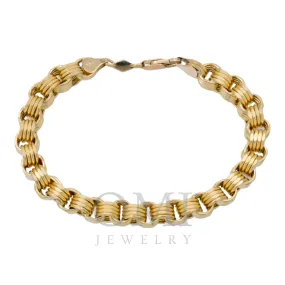 10K GOLD HOLLOW BOX BYZANTINE CHAIN BRACELET