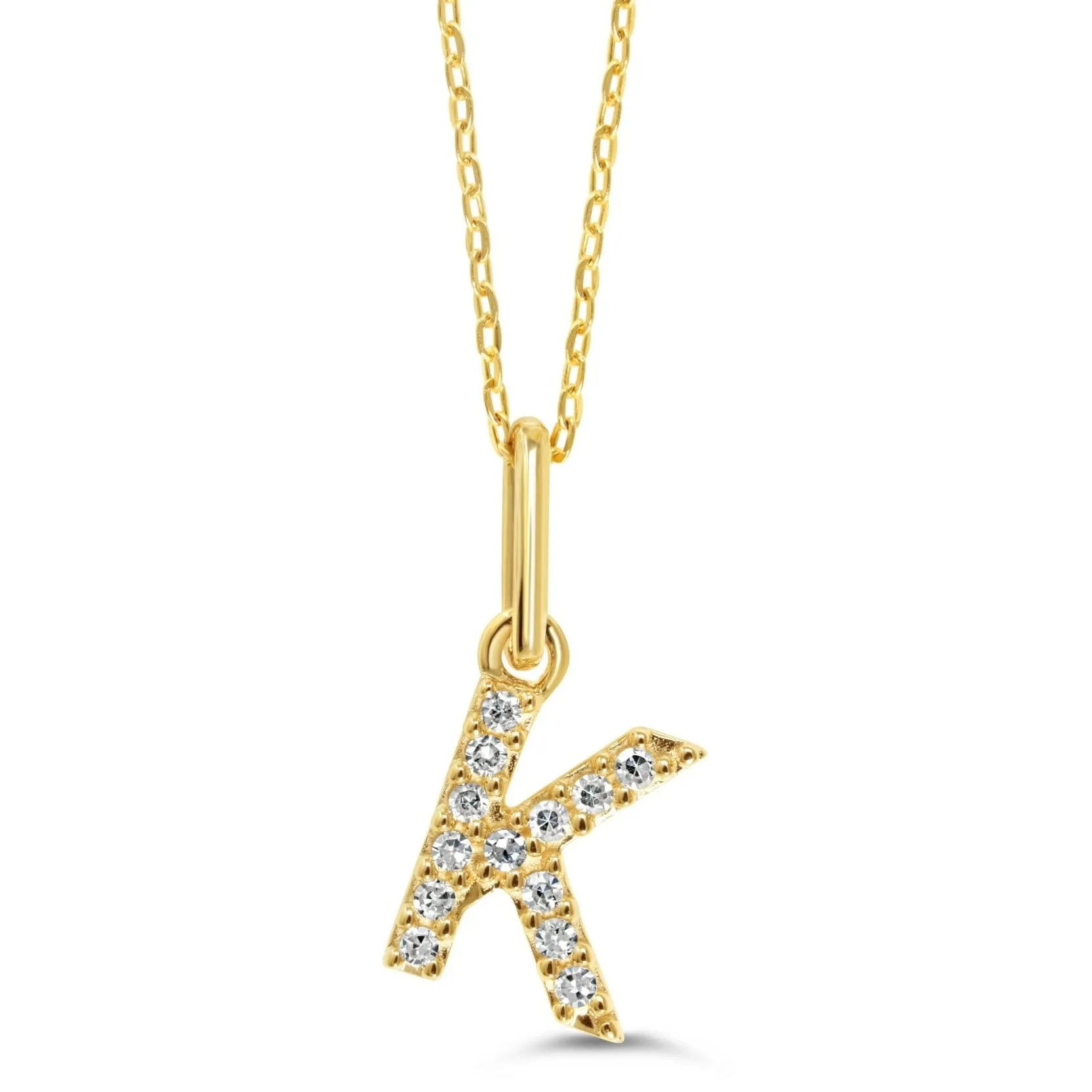 10k Gold Mini Diamond Letter Necklace