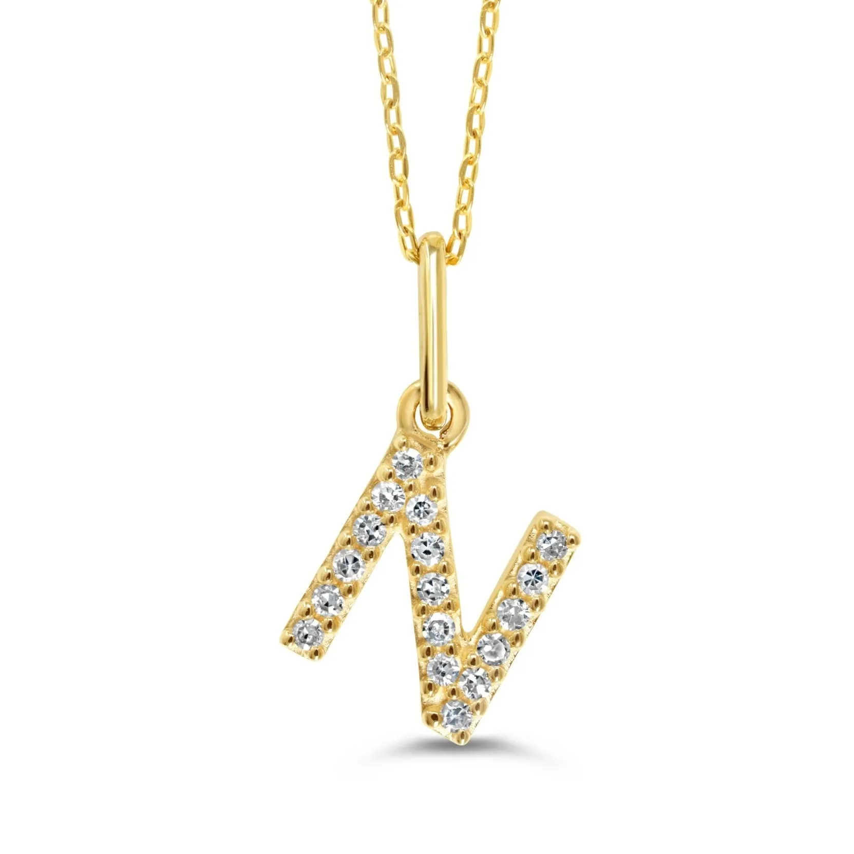 10k Gold Mini Diamond Letter Necklace