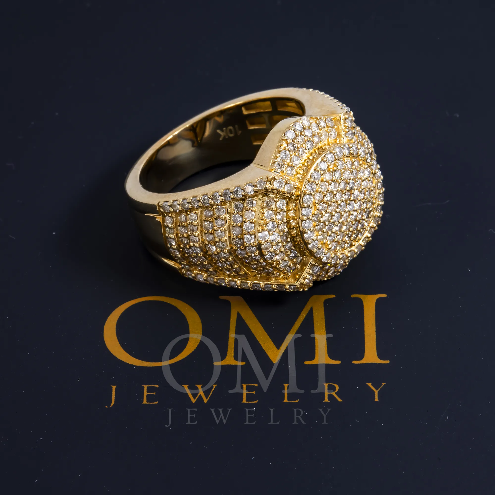 10K GOLD ROUND DIAMOND 3D STATEMENT RING 2.40 CT