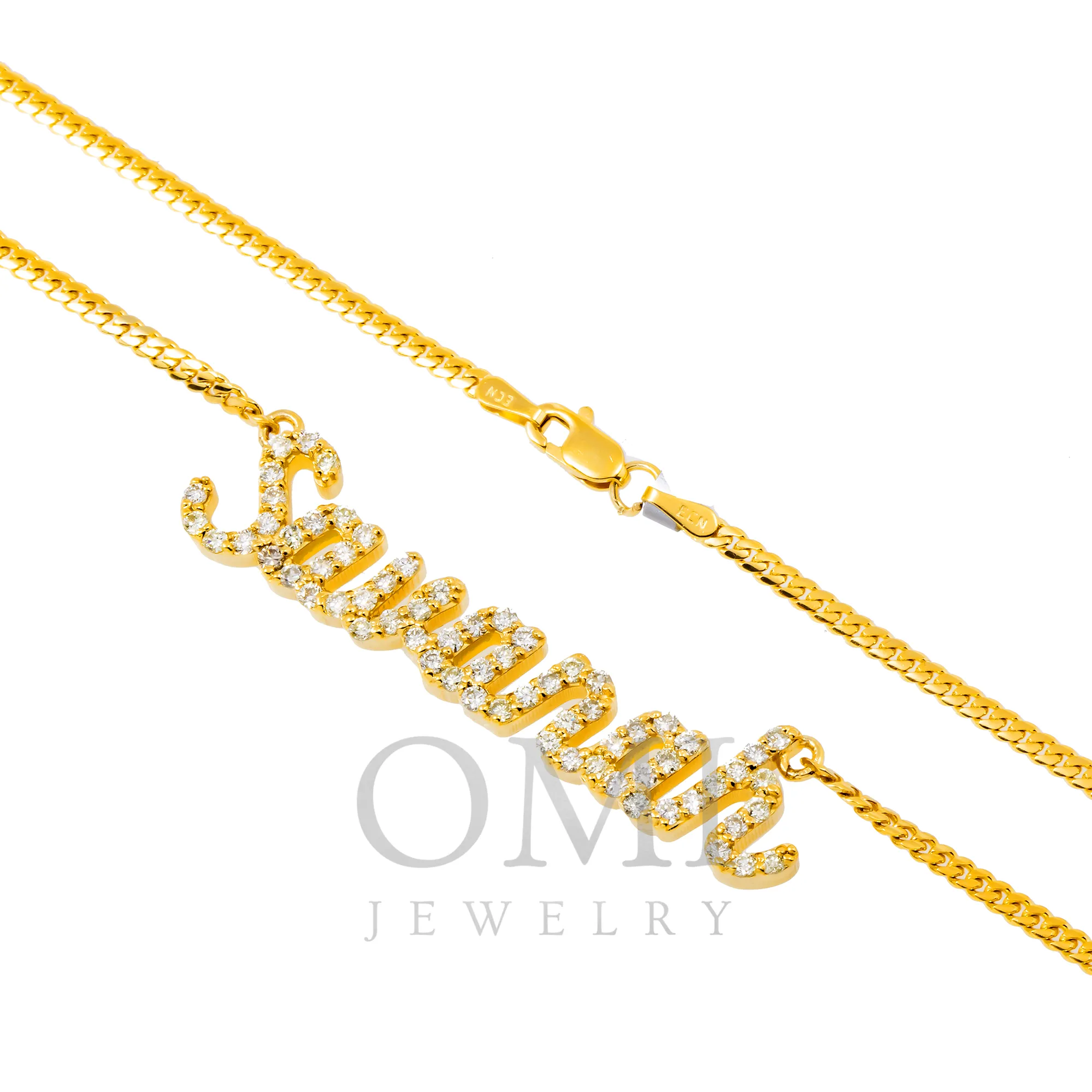 10K YELLOW GOLD DIAMOND CUSTOM NAME NECKLACE 1.15 CT