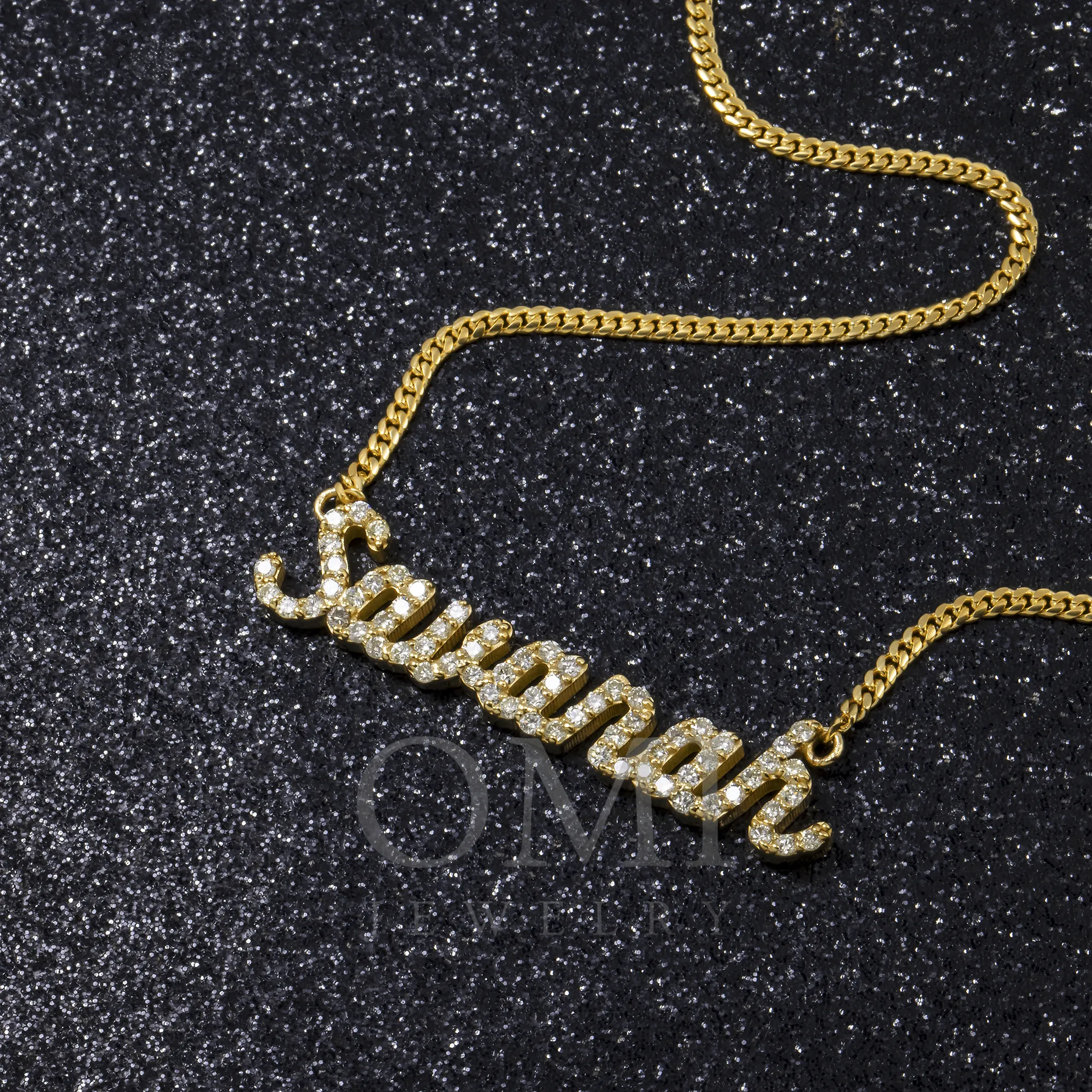 10K YELLOW GOLD DIAMOND CUSTOM NAME NECKLACE 1.15 CT