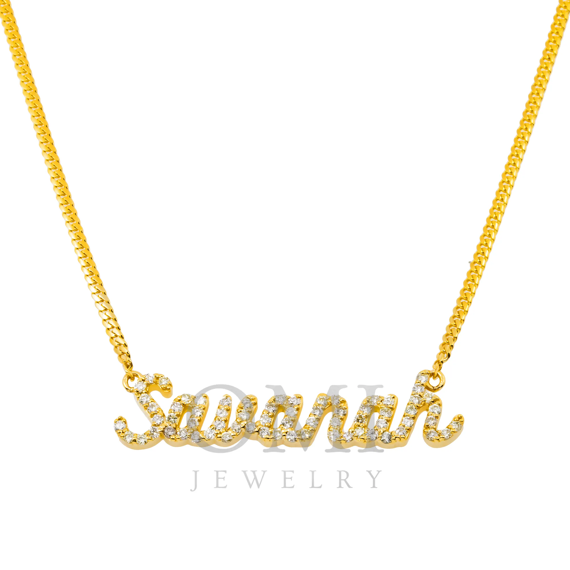 10K YELLOW GOLD DIAMOND CUSTOM NAME NECKLACE 1.15 CT