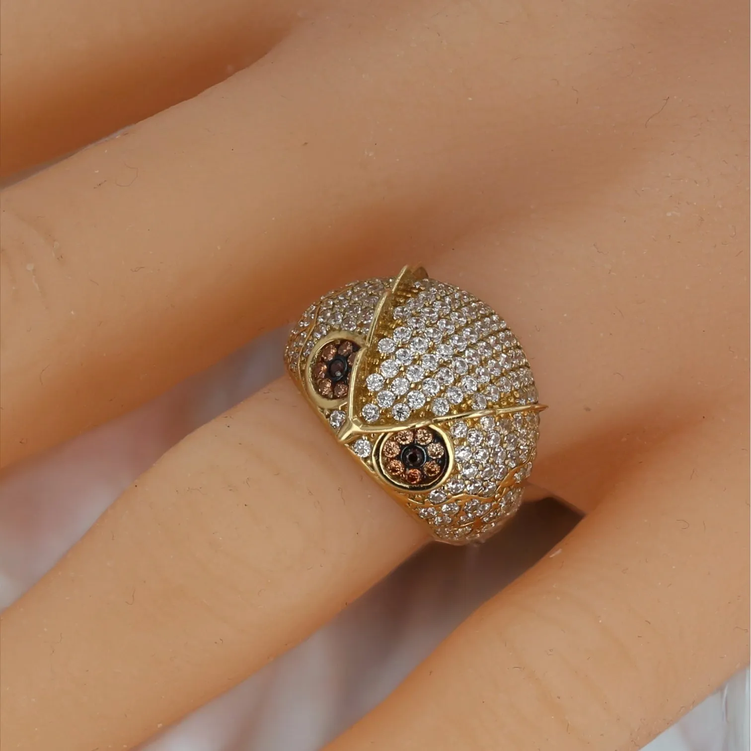 10K yellow gold Owl ring-218669