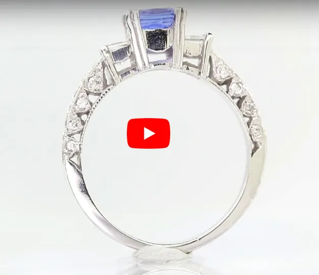 1.21 CT Cushion Cut Tanzanite Diamond Ring 0.79 CT TW 14K White Gold TZR011