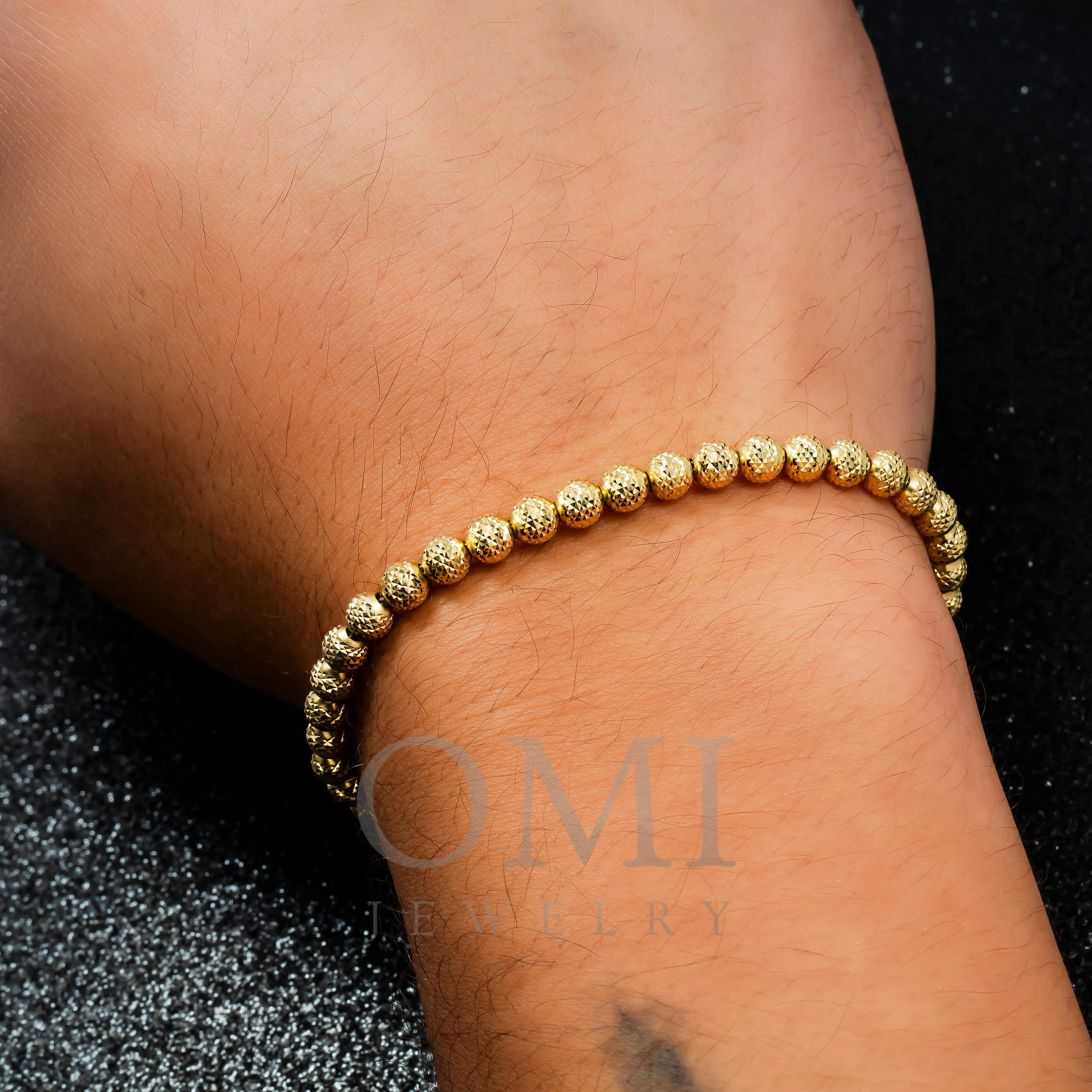 14K GOLD 5MM LASER MOON CHAIN BRACELET