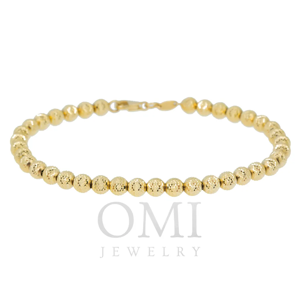 14K GOLD 5MM LASER MOON CHAIN BRACELET