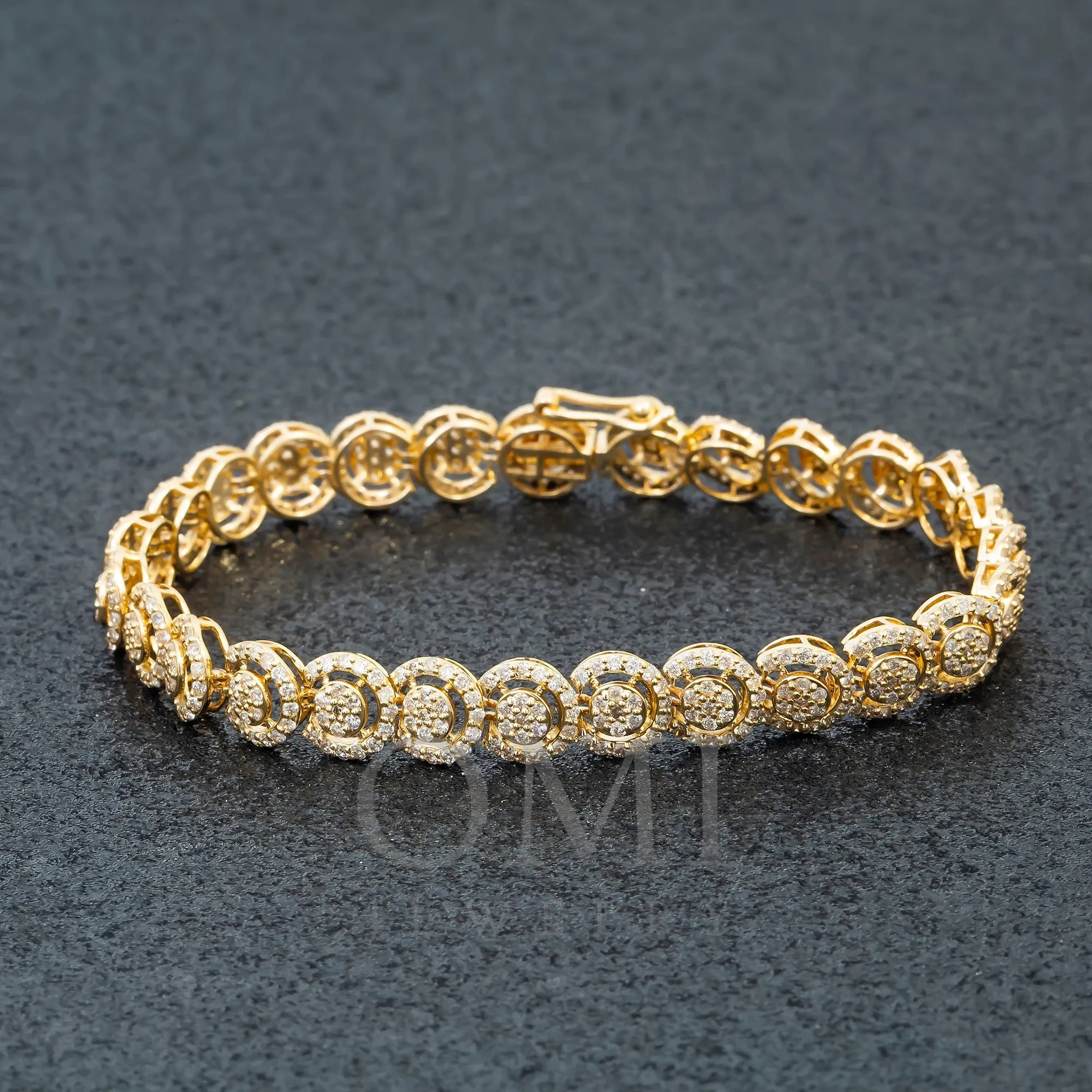 14K GOLD ROUND DIAMOND CIRCLE SHAPE BRACELET 4.03 CT