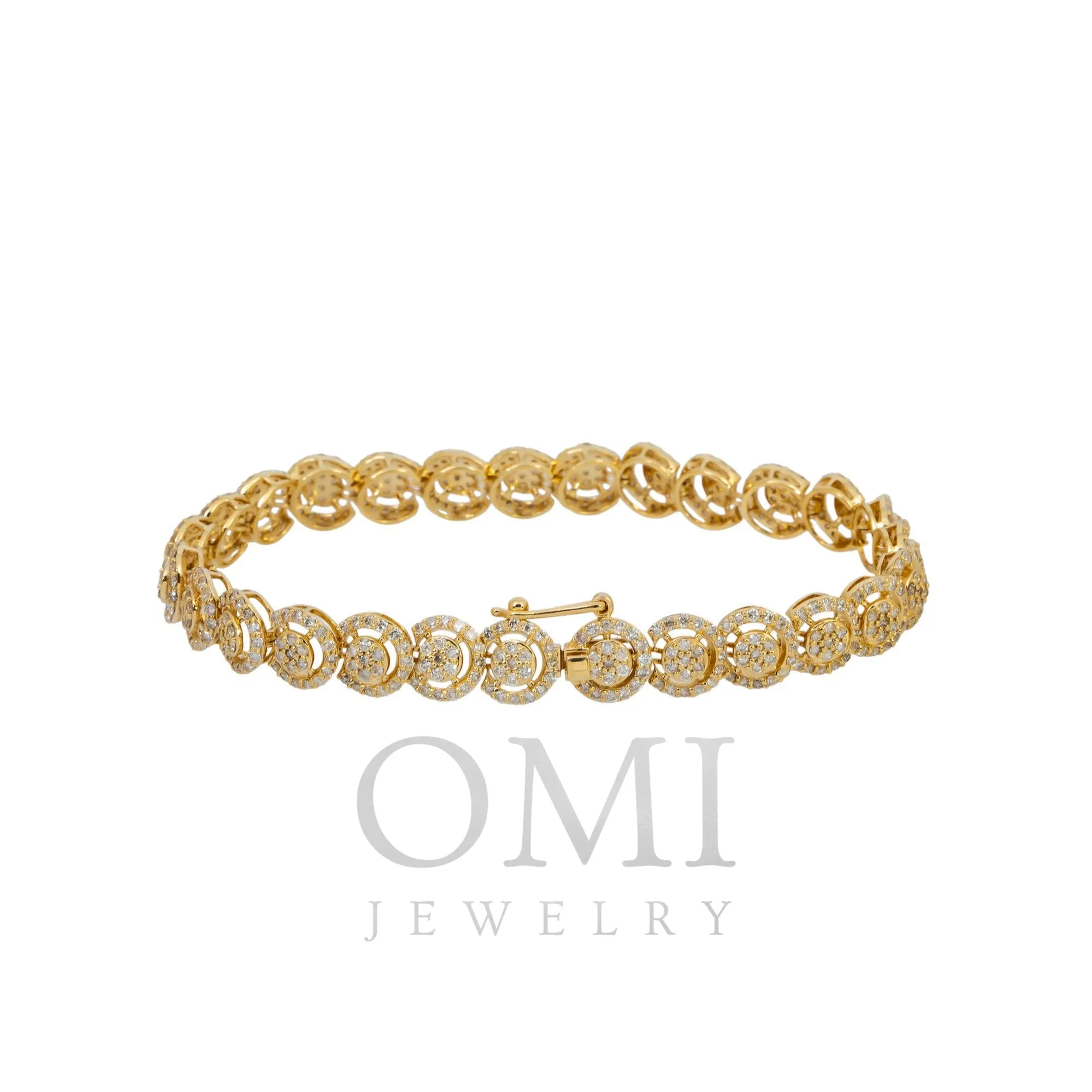 14K GOLD ROUND DIAMOND CIRCLE SHAPE BRACELET 4.03 CT