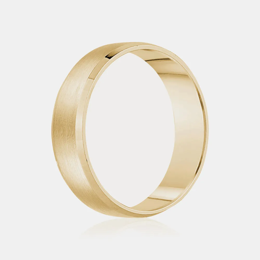 14K High Polished Flat Beveled Edge Wedding Band