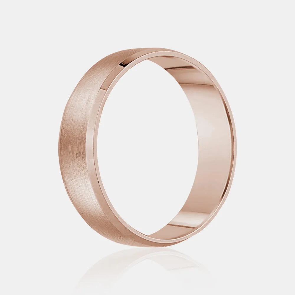 14K High Polished Flat Beveled Edge Wedding Band