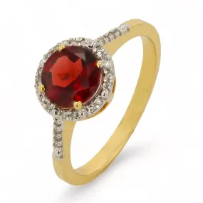 14K Yellow Gold Diamond and Garnet Ring