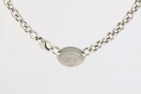 17" Tiffany & Co. 925 Silver Return to Tiffany Oval Choker Necklace (57.98g.)