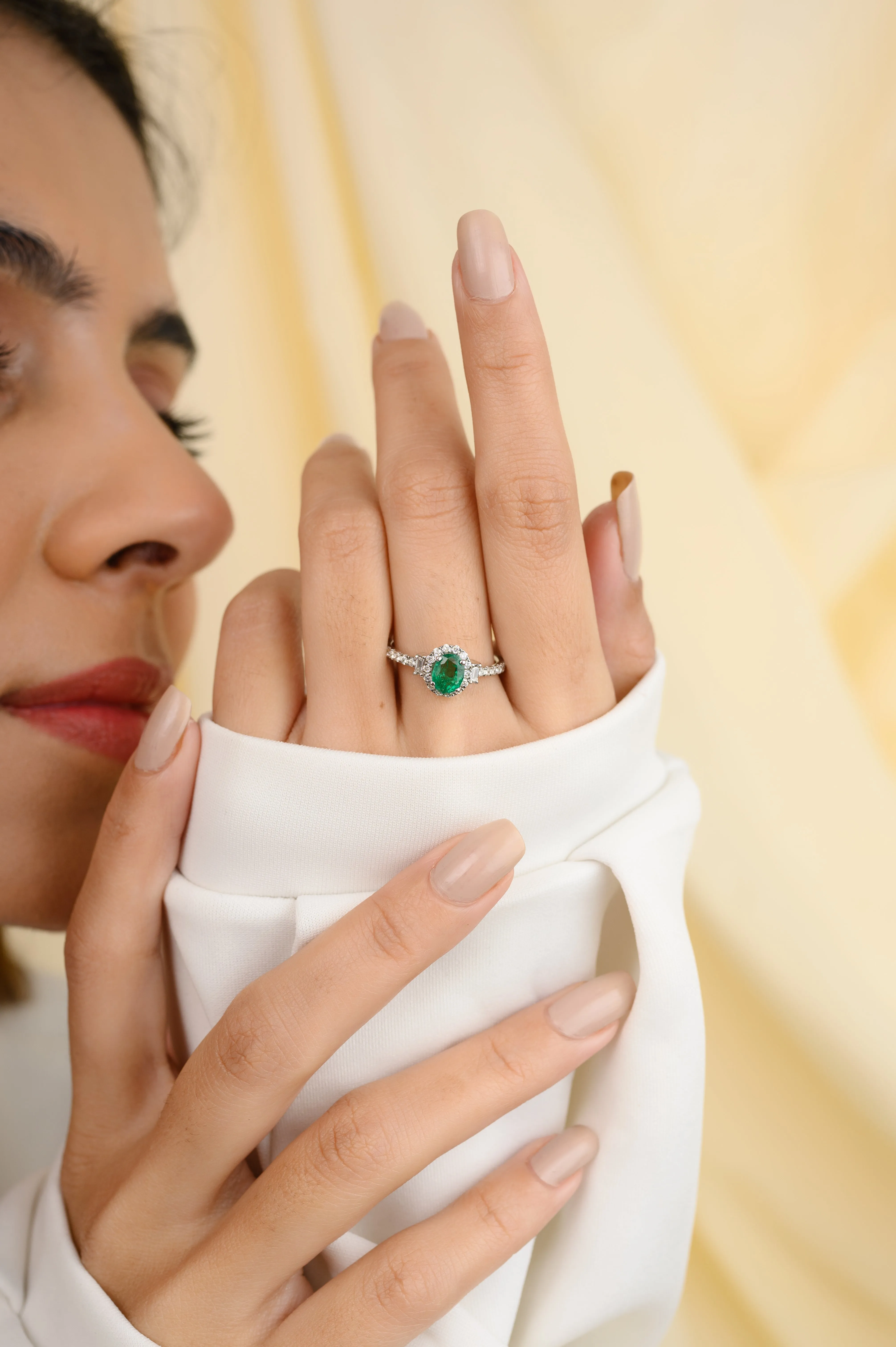 18K Gold Emerald Diamond Statement Ring