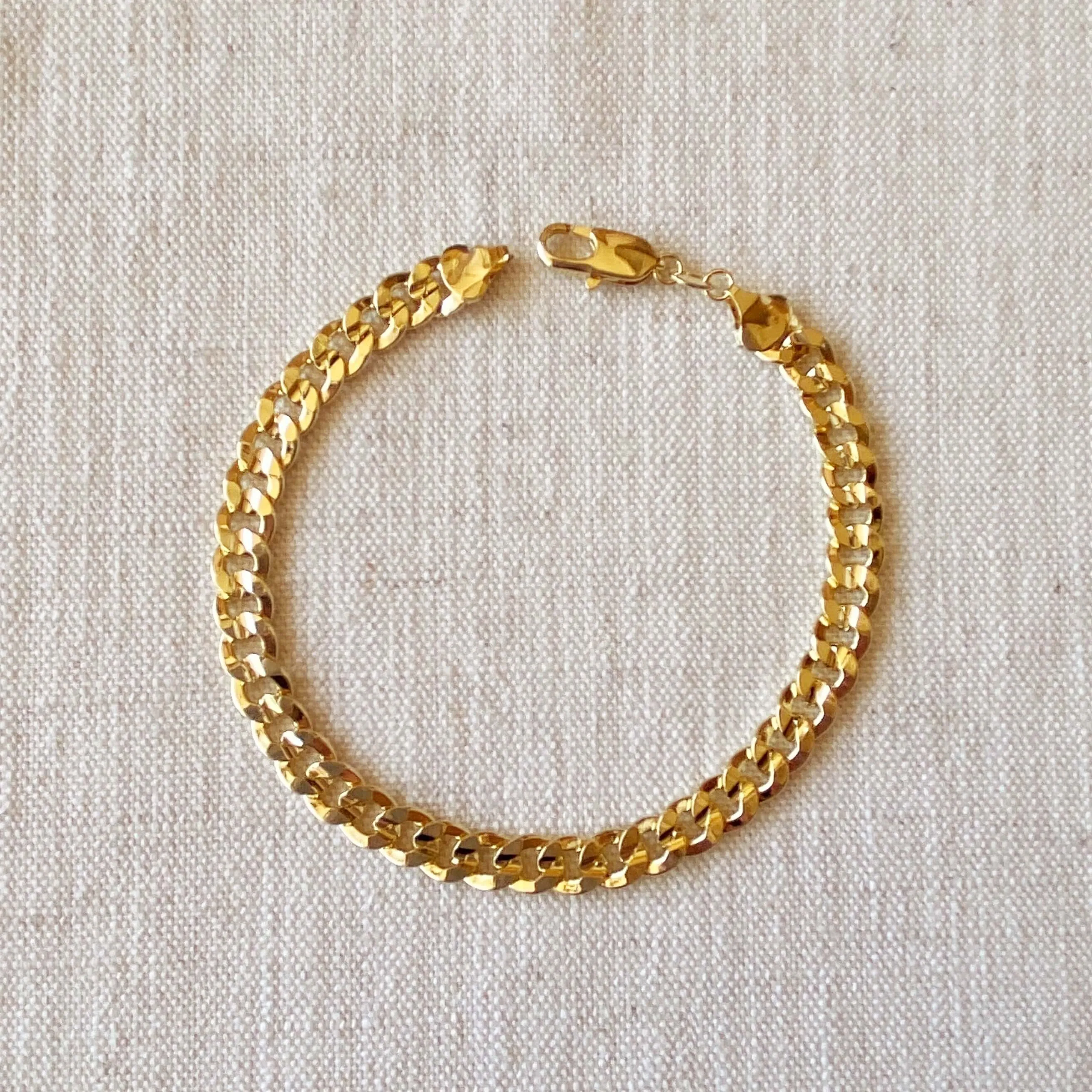 18k Gold Filled Unisex Diamond Cut Cuban Link Bracelet