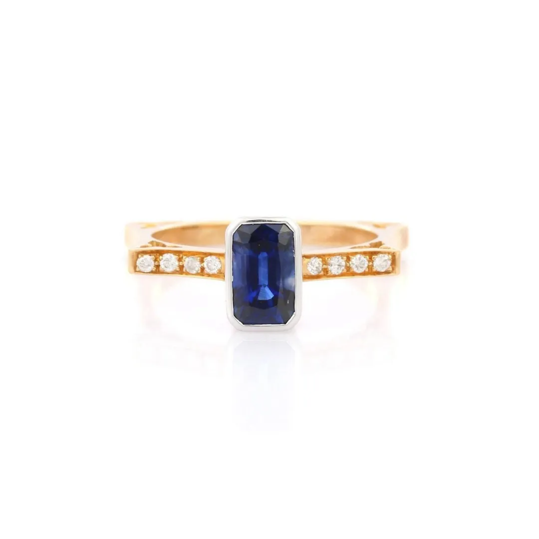 18K Gold Sapphire Statement Ring