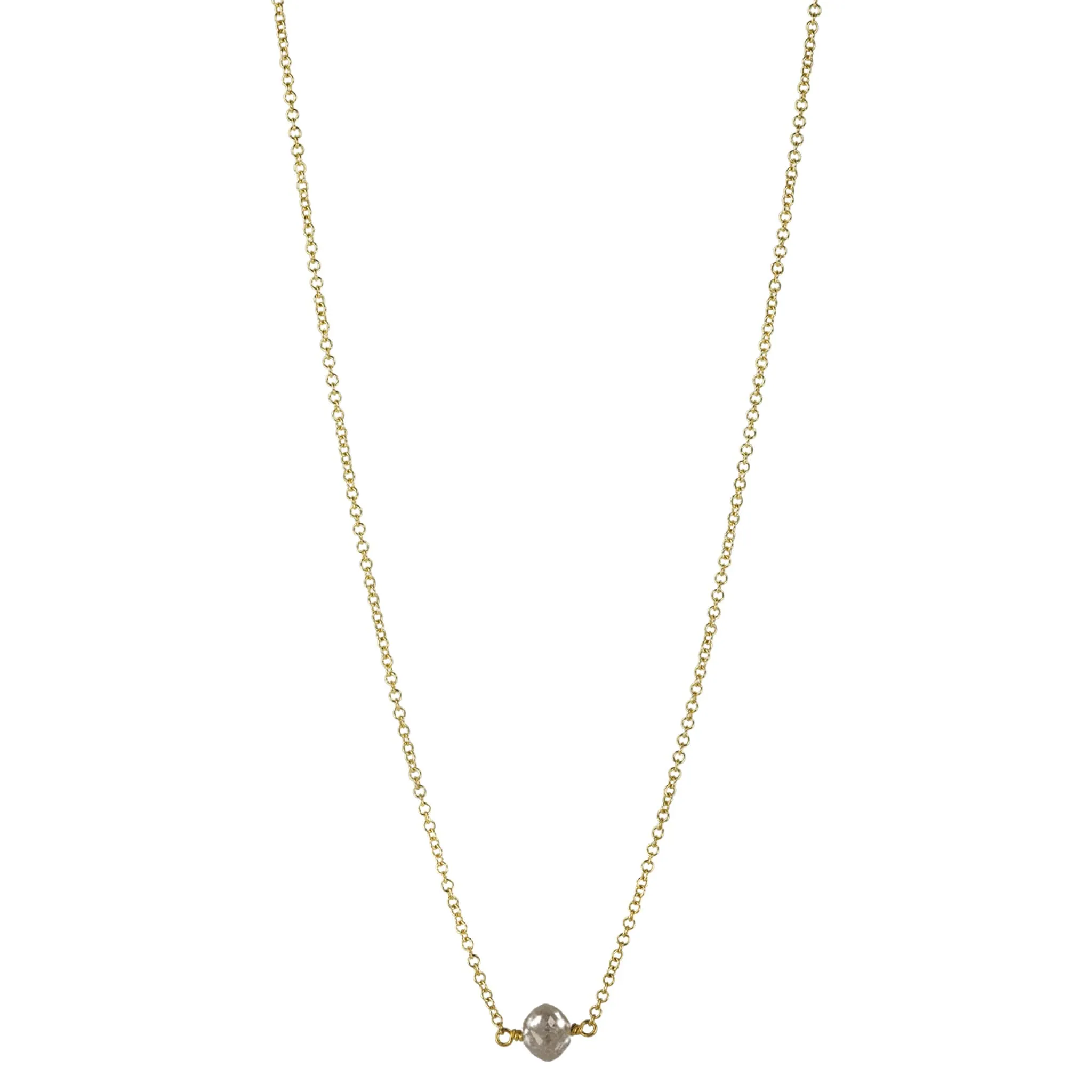 18K Gold Single Grey Diamond Rondelle Necklace