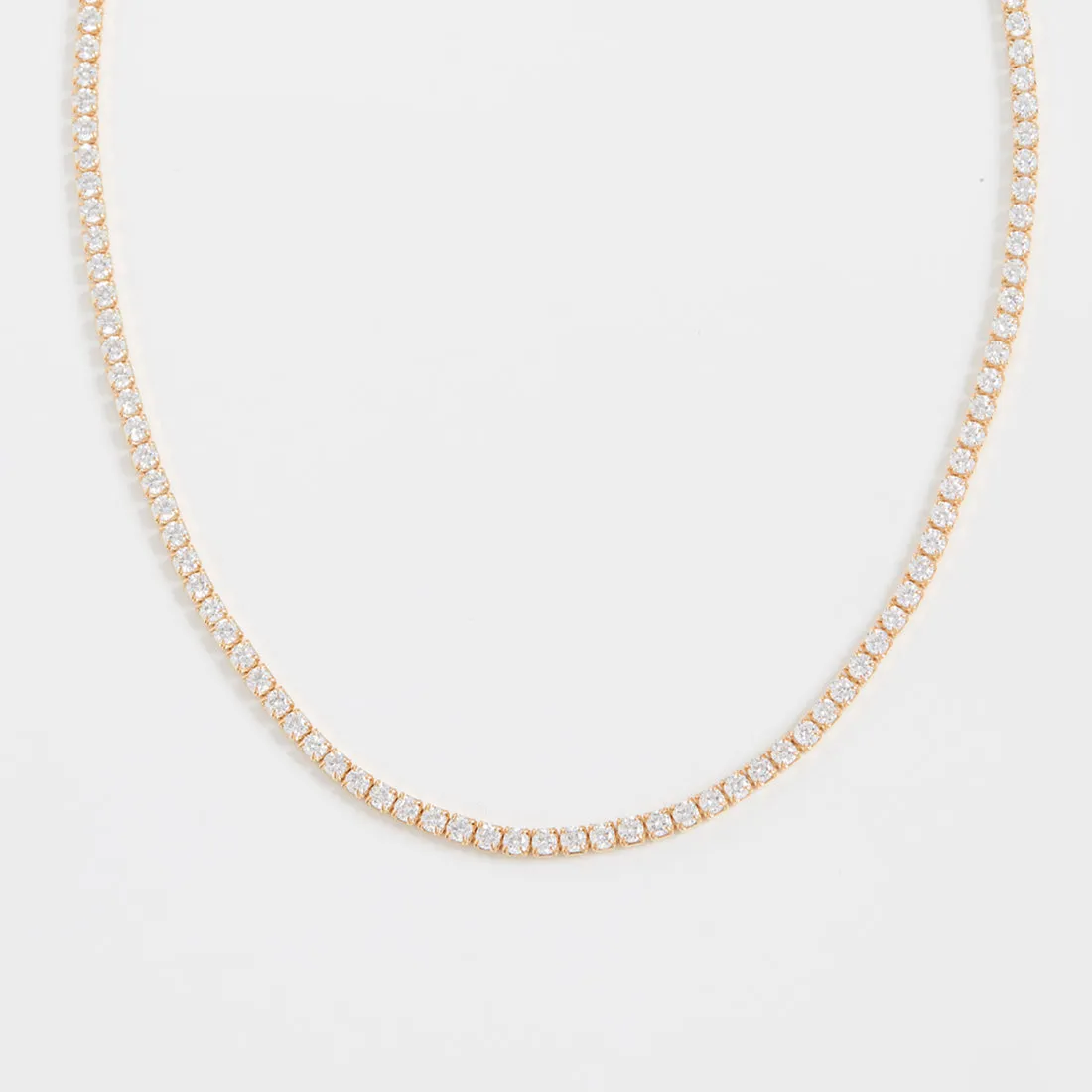 18K Gold Vermeil Tennis Diamond Necklace