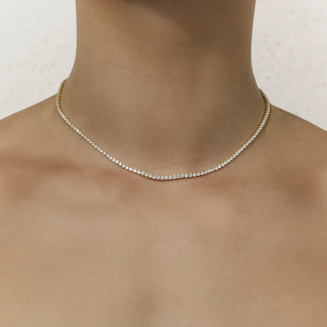 18K Gold Vermeil Tennis Diamond Necklace