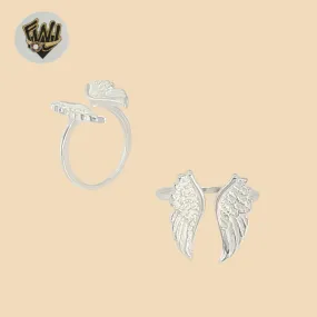 (2-5040-2) 925 Sterling Silver - Angel Wings Open Ring.