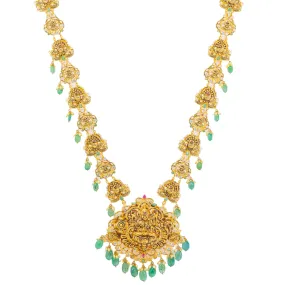 22K Yellow Gold & Multi-Stone Temple Necklace (103.3gm)