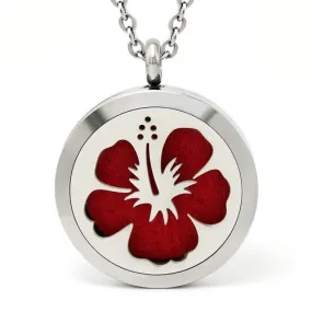 30mm Hibuscis Flower Essential Oil Diffuser Locket Necklace