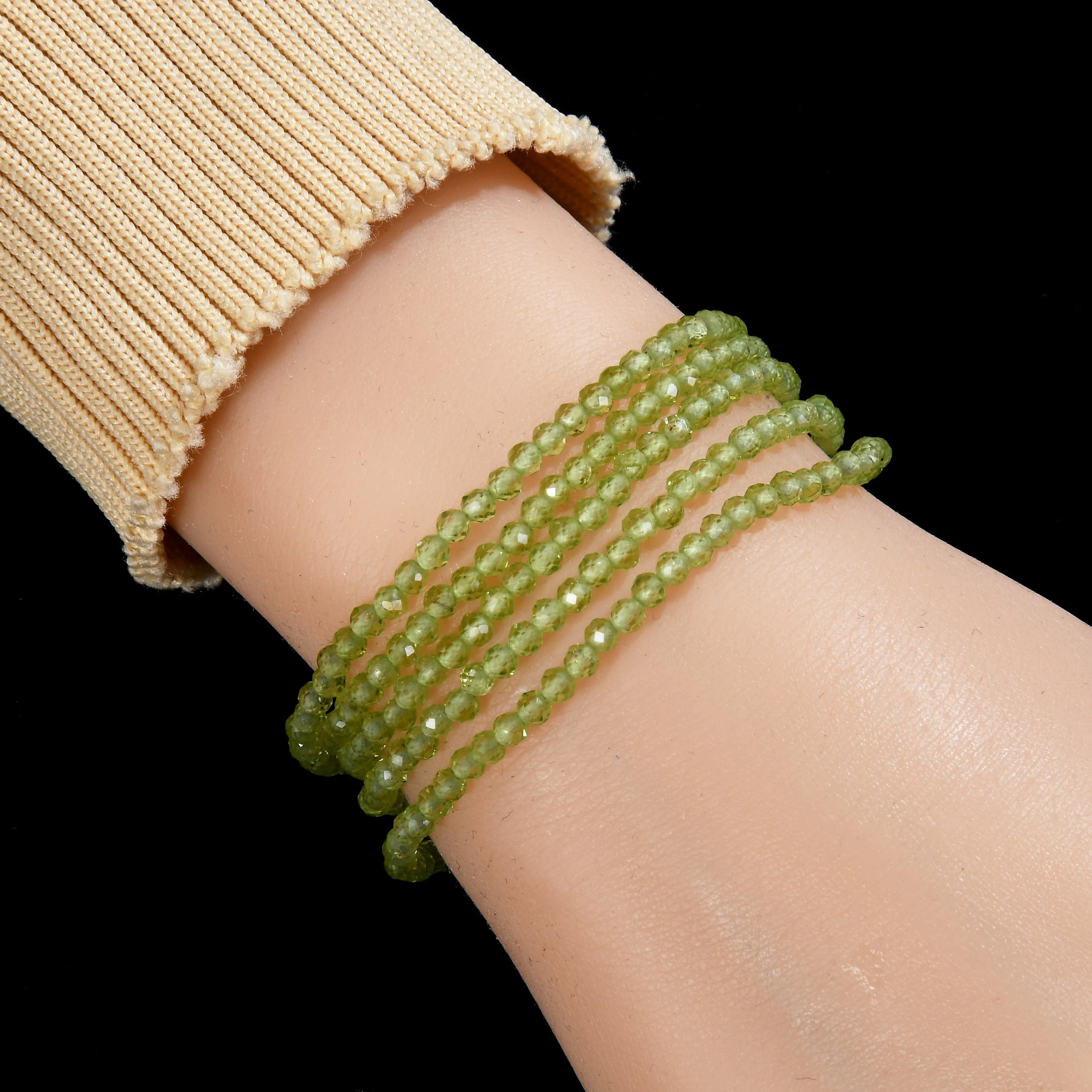 3mm Peridot Faceted 31 Necklace / Multi Wrap Bracelet