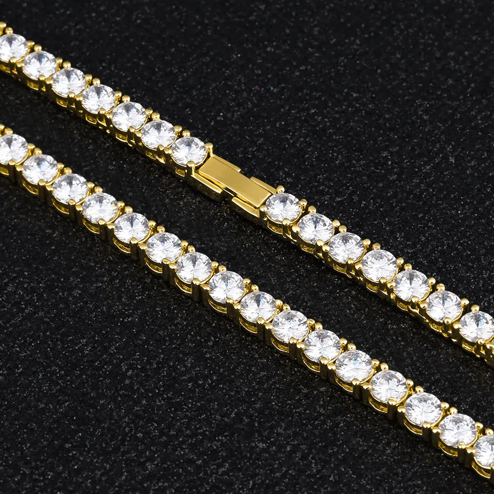 3mm White Gold/14K Gold CZ Diamond Womens Tennis Bracelet