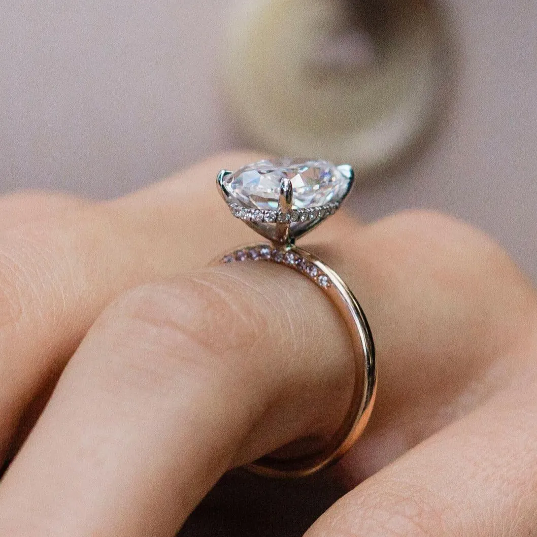 6.6 CT Oval Engagement Ring, Dainty Moissanite Engagement Ring