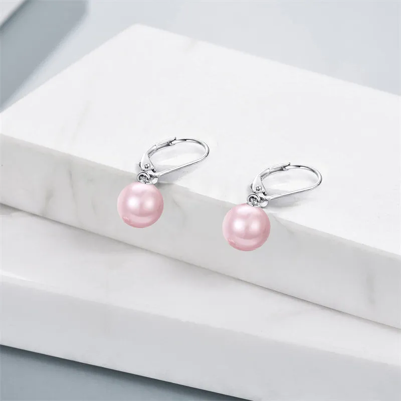 925 Sterling Silver Pearl Leverback Earrings Dangle Drop Jewelry Gifts for Women and Girls