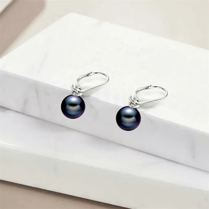 925 Sterling Silver Pearl Leverback Earrings Dangle Drop Jewelry Gifts for Women and Girls