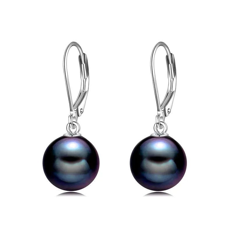 925 Sterling Silver Pearl Leverback Earrings Dangle Drop Jewelry Gifts for Women and Girls