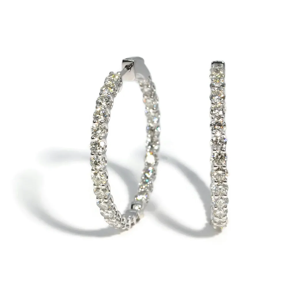 AFJ Diamond Collection - Diamond Hoop Earrings, 14k White Gold