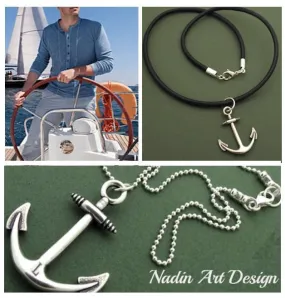 Anchor Necklace - Nautical Mens Pendant