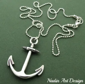 Anchor Pendant Nautical Necklace for Men