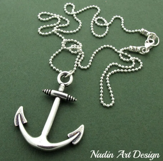 Anchor Pendant Nautical Necklace for Men