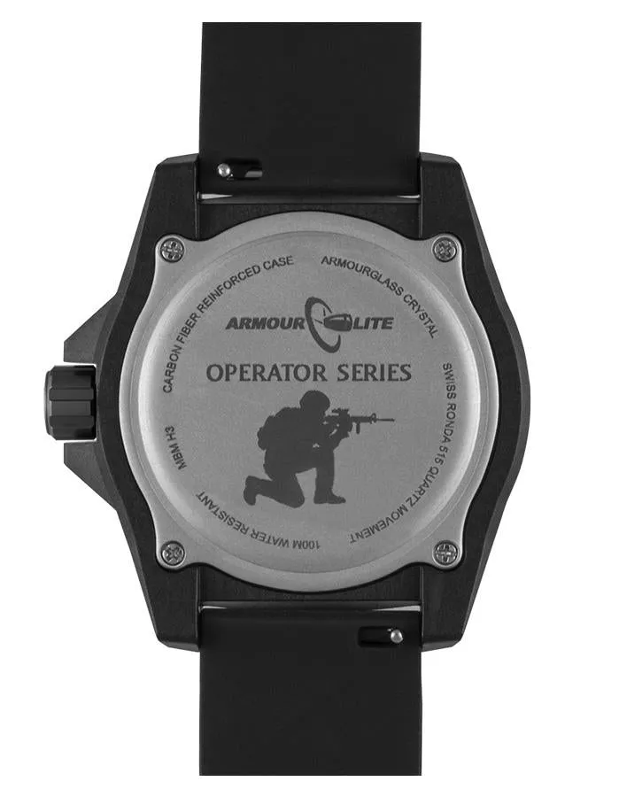 ArmourLite Operator Series Mens Watch - Carbon Fiber Case - Dive Bezel - Black