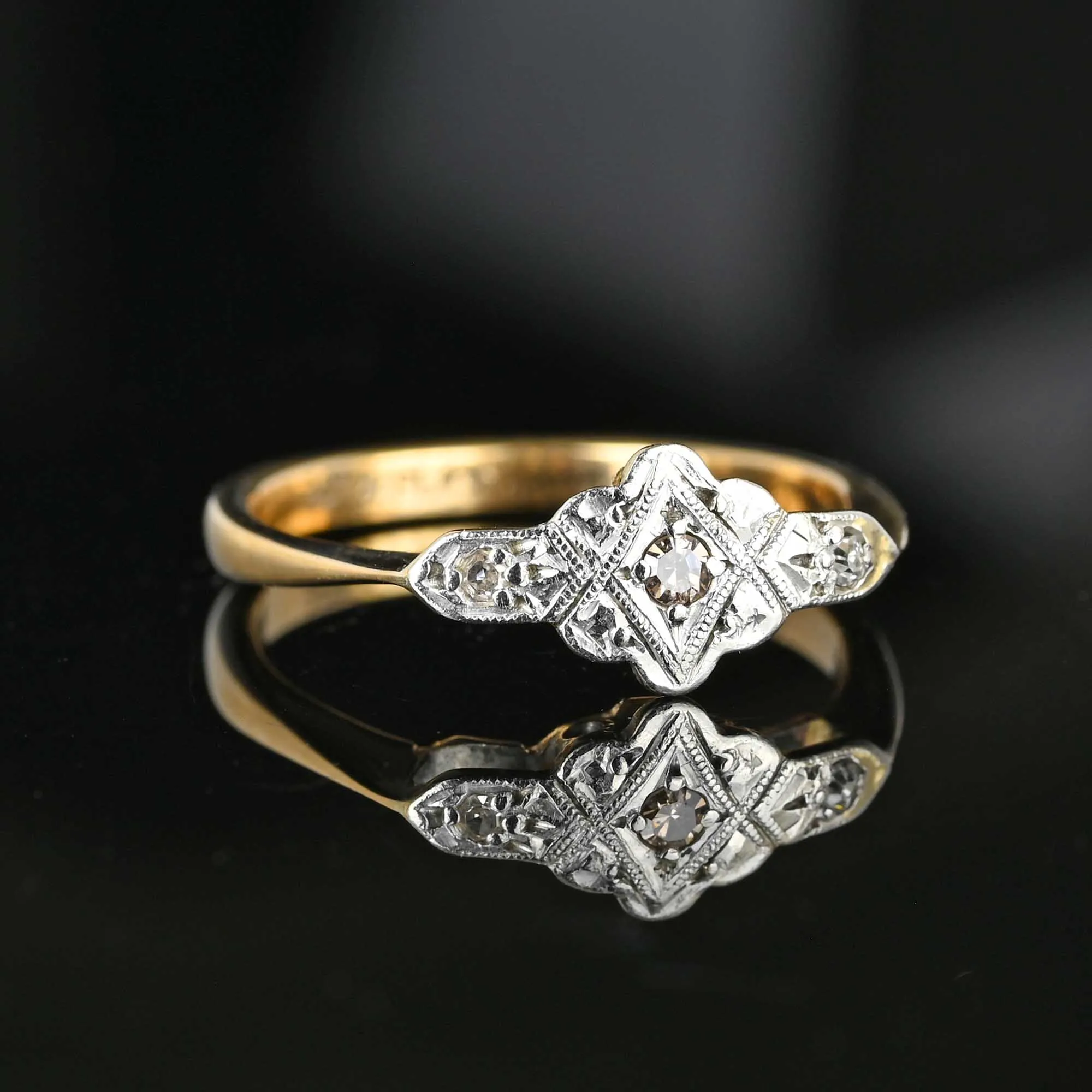 Art Deco Platinum and Gold Diamond Ring