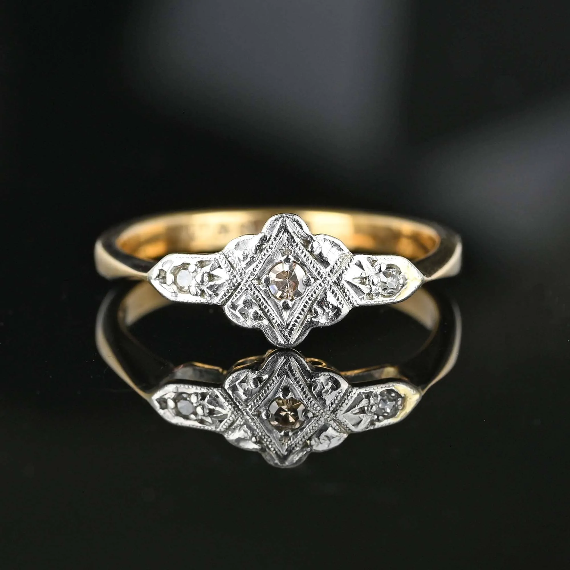 Art Deco Platinum and Gold Diamond Ring