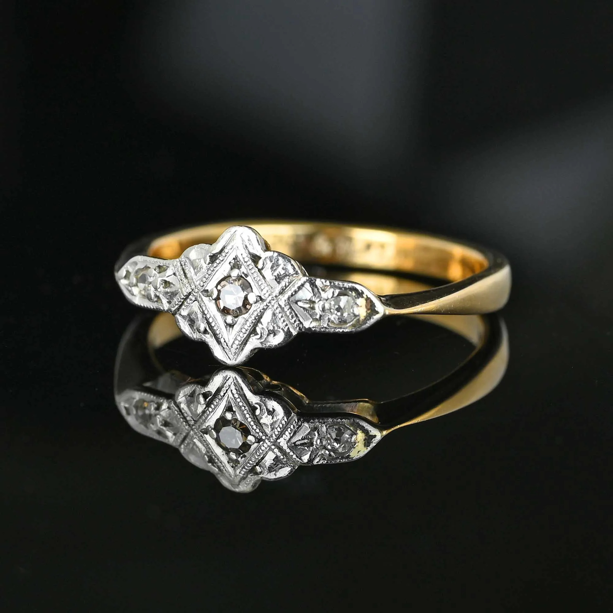 Art Deco Platinum and Gold Diamond Ring