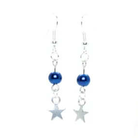 AVBeads Jewelry Charm Earrings Dangle Silver Hook Beaded Blue Star