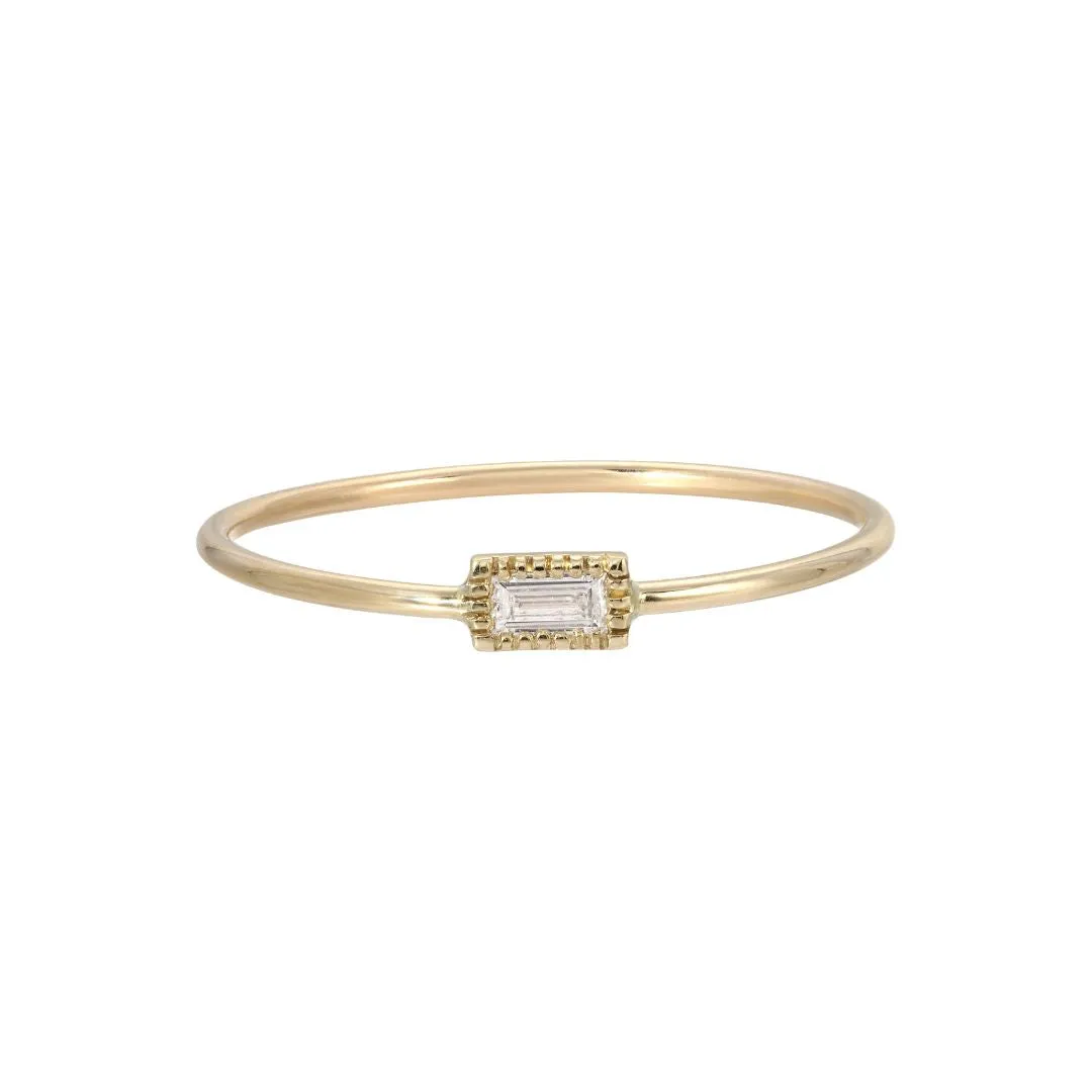 Baguette Diamond Moon Drop Ring