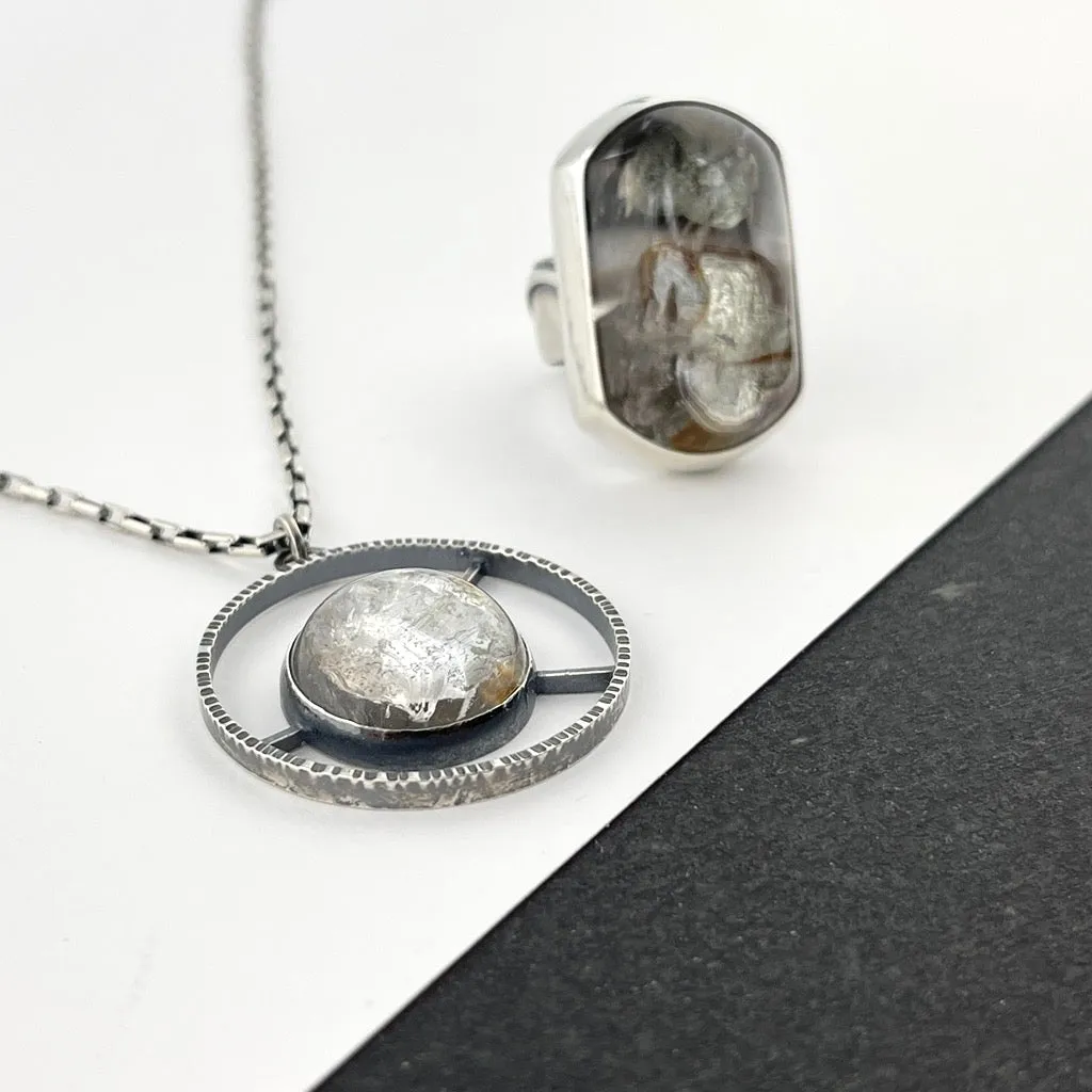 Beautiful Inclusions Pendant, Quartz with Marcasite