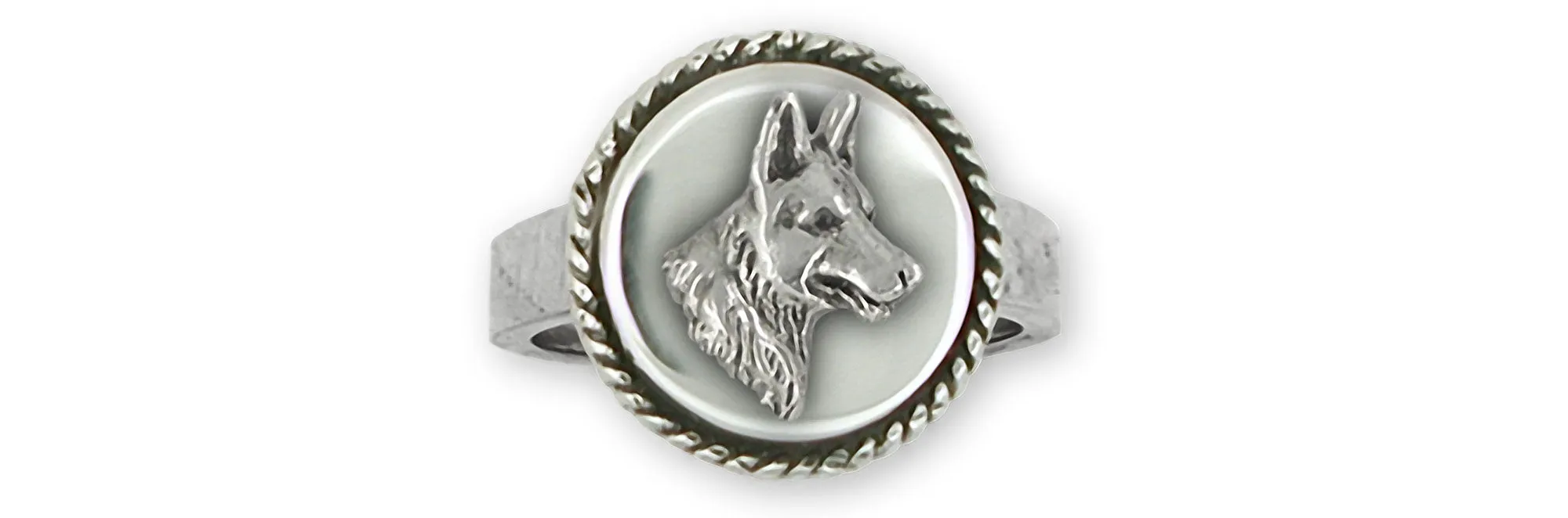 Belgian Malinois Jewelry Sterling Silver Handmade Belgian Malinois Ring  BMA1H-DR