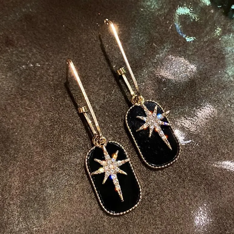 Black Star Drop Earring