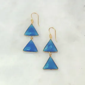 Blue Agate Double Drop Earrings