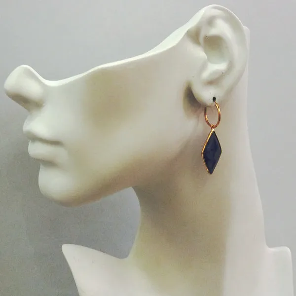 Blue Sapphire Loop Drop Earrings