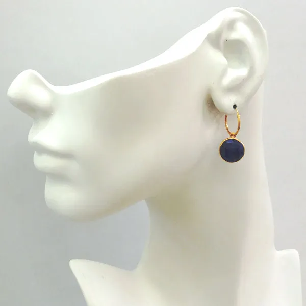 Blue Sapphire Loop Drop Earrings