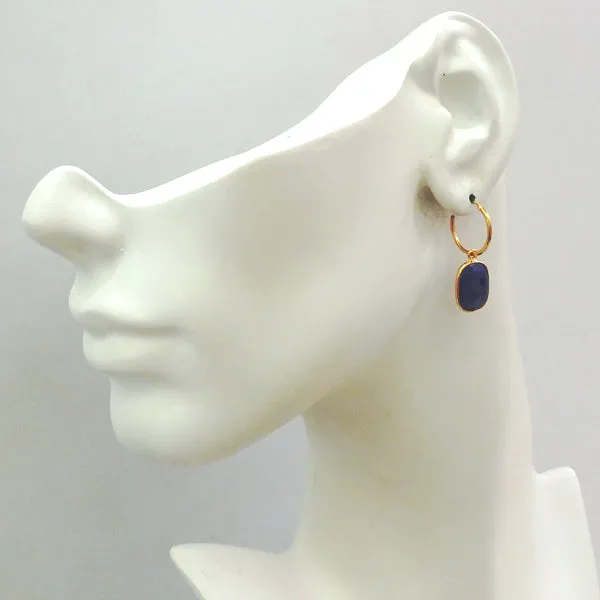 Blue Sapphire Loop Drop Earrings