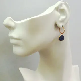 Blue Sapphire Loop Drop Earrings